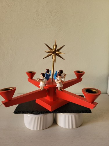 Adventsleuchter holz rot - adventsleuchter,
